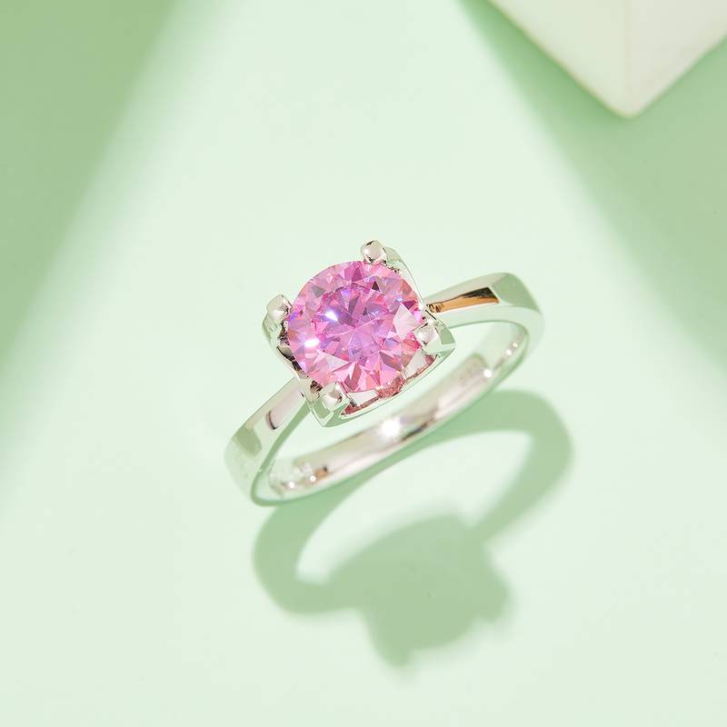 Classic牛头S925银镀白金MoissaniteWomen's Ring2.0ctD级